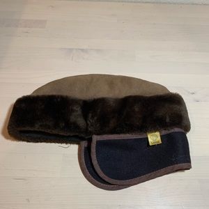 Vtg Gerb Canada Brown Faux Fur & Suede Winter Hat